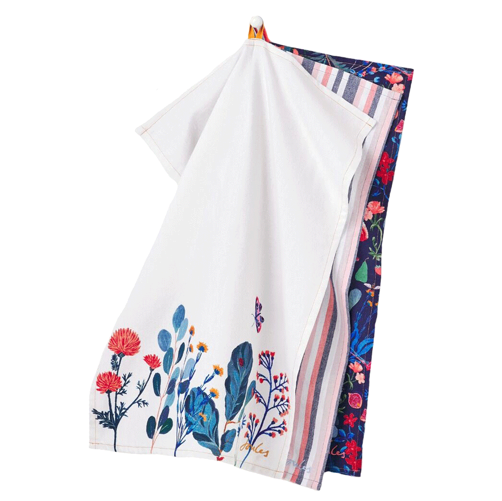 The Joules 3 Pack Tea Towel Set in Navy Print#Navy Print