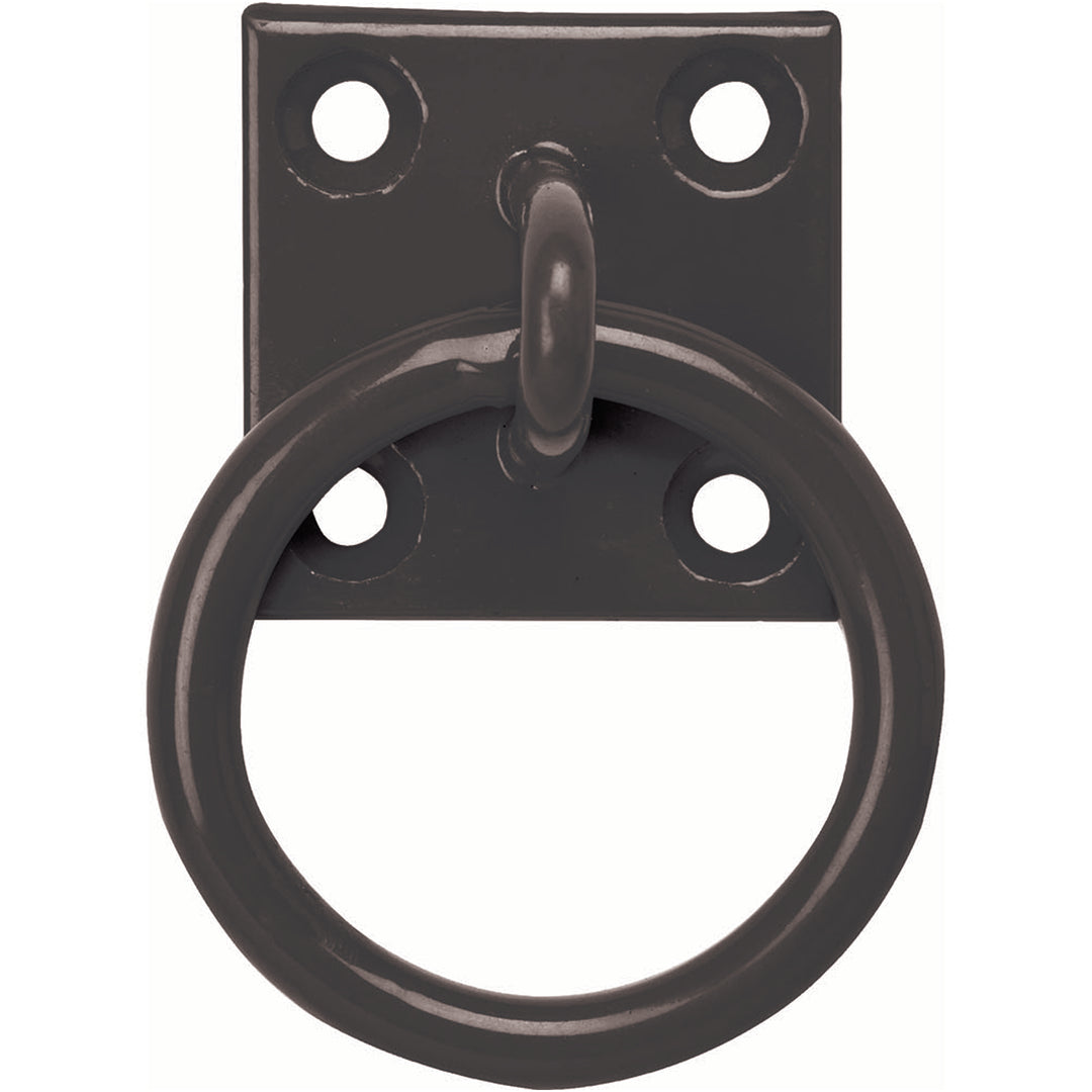 The Perry Equestrian Swivel Tie Ring on Plate - Pack of 2 in Black#Black