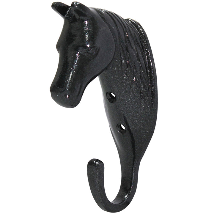 The Perry Equestrian Horse Head Single Stable / Wall Hook in Black#Black