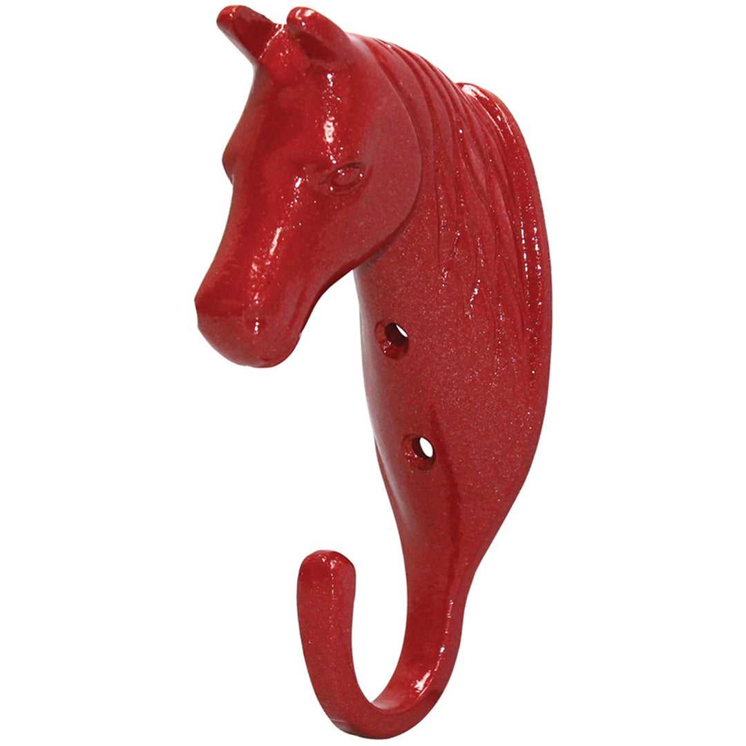 The Perry Equestrian Horse Head Single Stable / Wall Hook in Red#Red