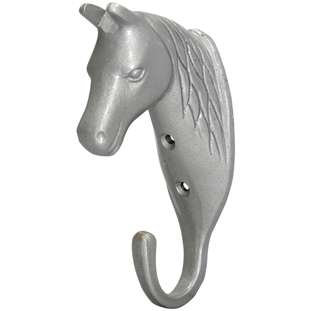 The Perry Equestrian Horse Head Single Stable / Wall Hook in Silver#Silver