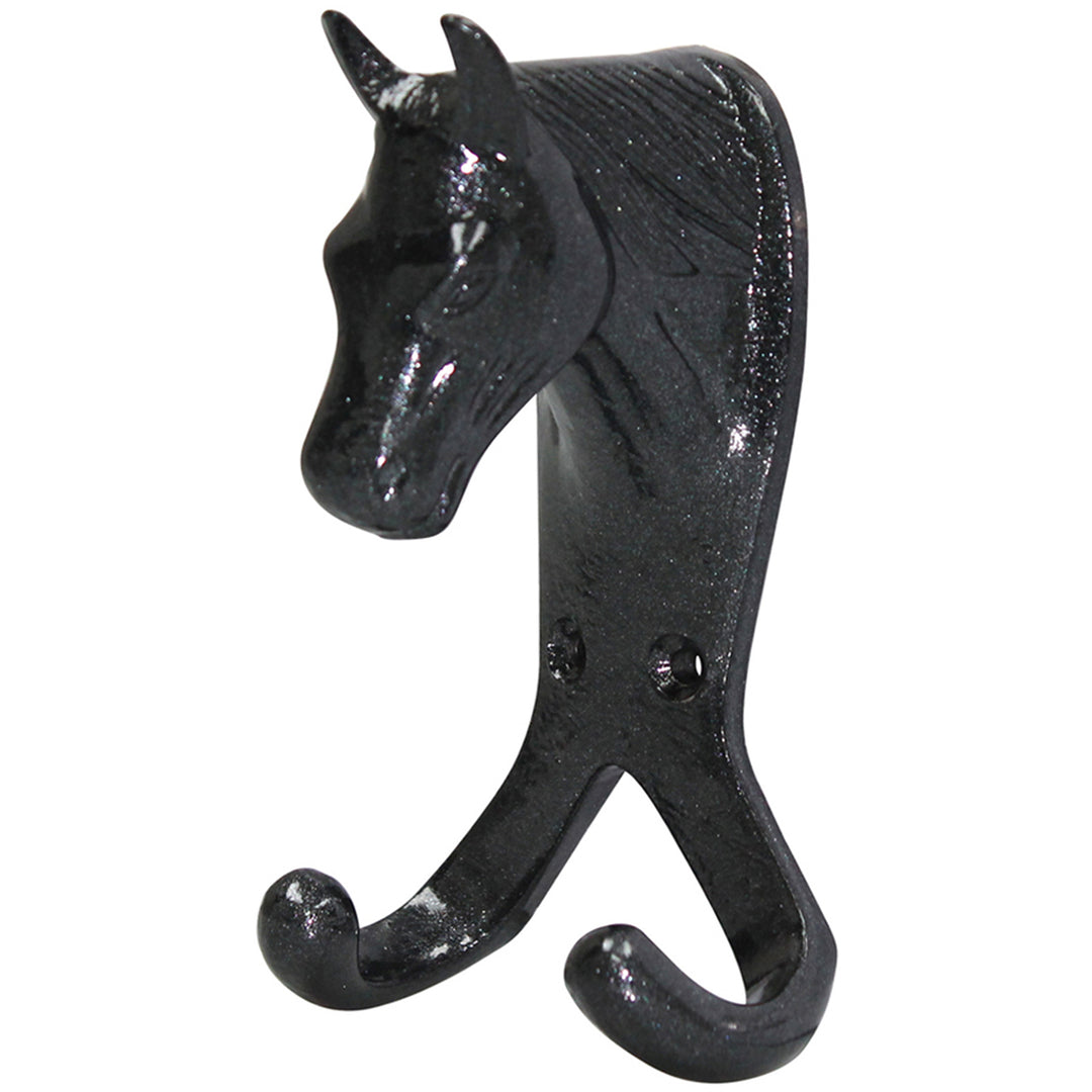 The Perry Equestrian Horse Head Double Stable / Wall Hook in Black#Black