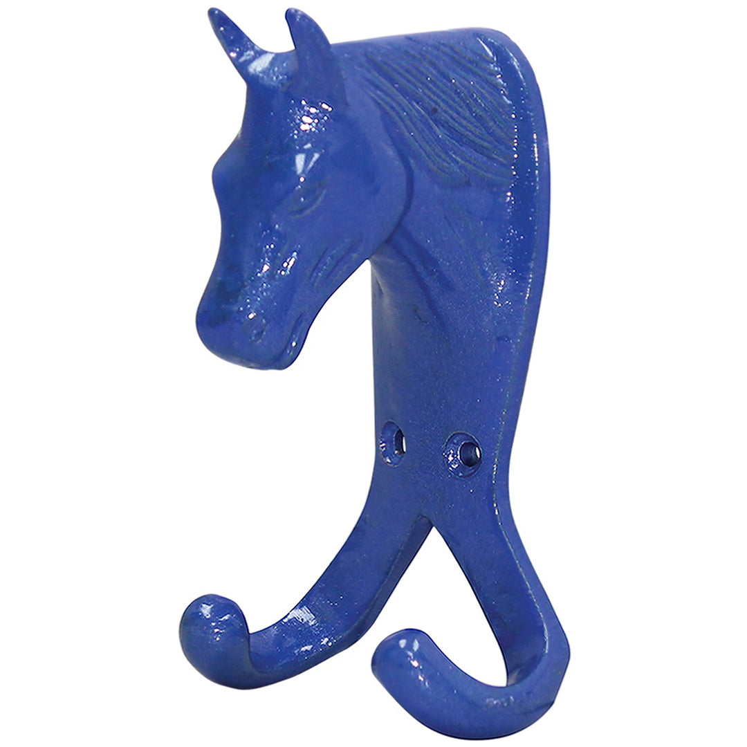 The Perry Equestrian Horse Head Double Stable / Wall Hook in Blue#Blue