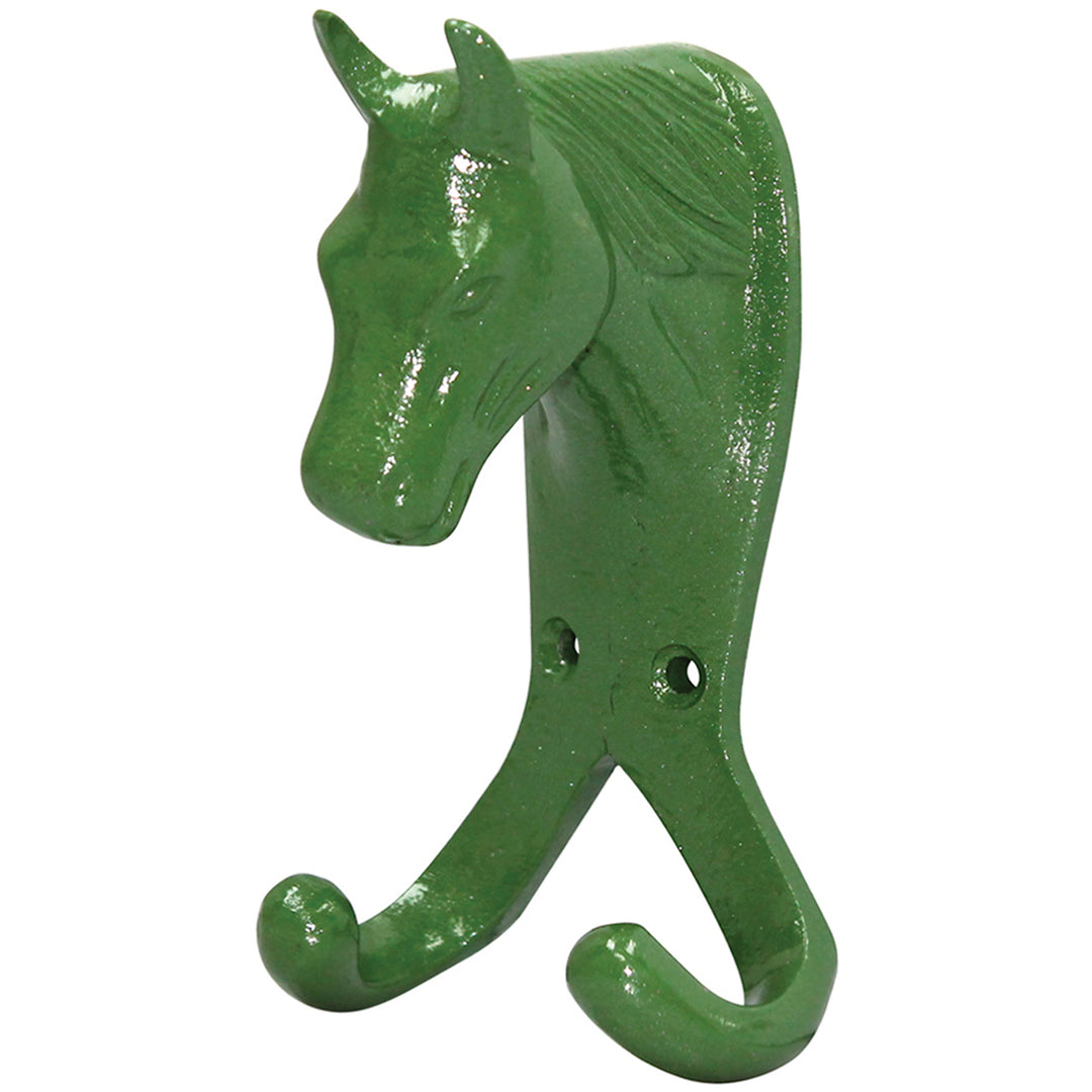 The Perry Equestrian Horse Head Double Stable / Wall Hook in Green#Green