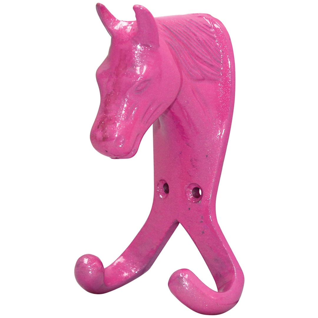 The Perry Equestrian Horse Head Double Stable / Wall Hook in Pink#Pink