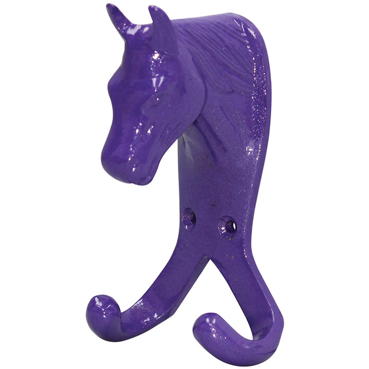 The Perry Equestrian Horse Head Double Stable / Wall Hook in Purple#Purple