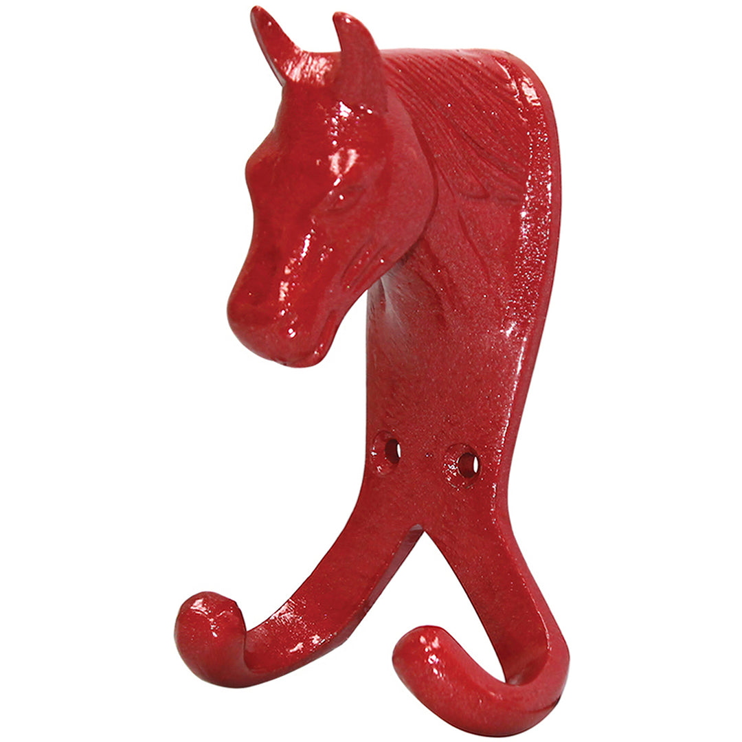The Perry Equestrian Horse Head Double Stable / Wall Hook in Red#Red