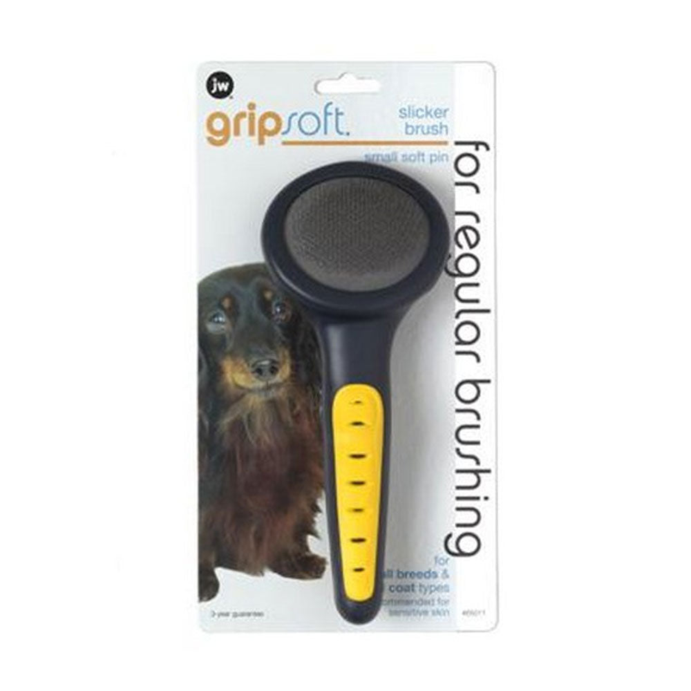 JW Dog Gripsoft Grooming Small Slicker Brush Soft Pin