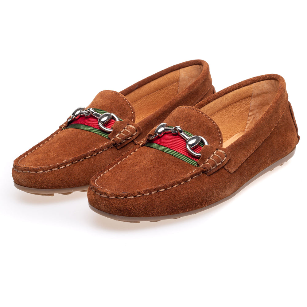 The Moccamocca Ladies Bella Suede Loafer in Tan#Tan