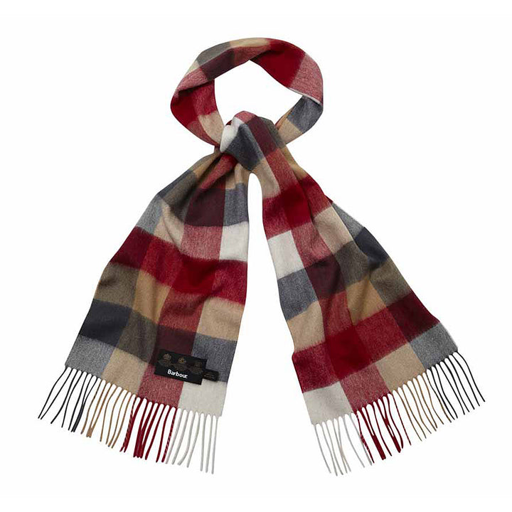 Barbour Large Tattersall Lambswool Scarf in Beige#Beige