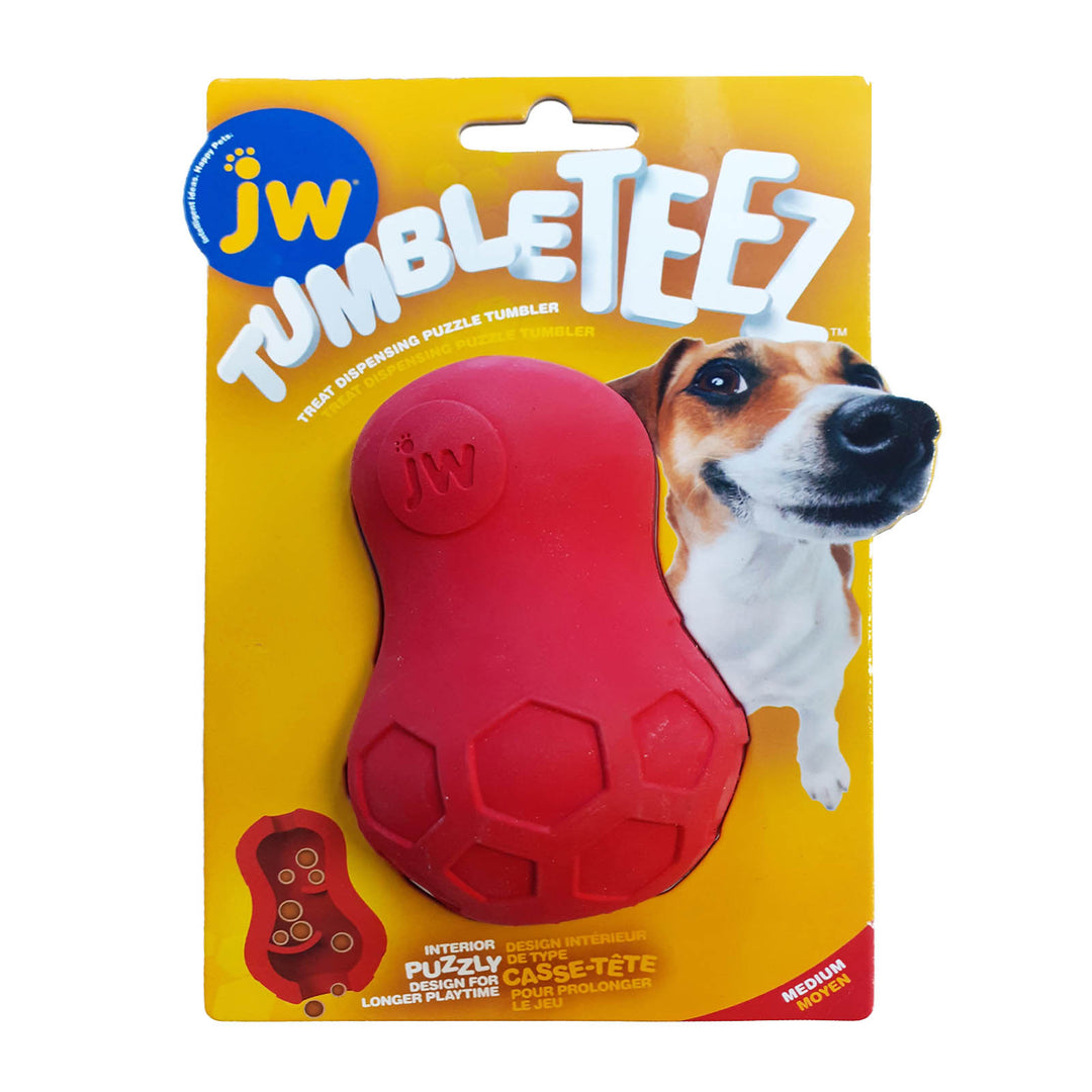 The JW Tumble Teez Dog Treat Dispensing Toy in Red#Red