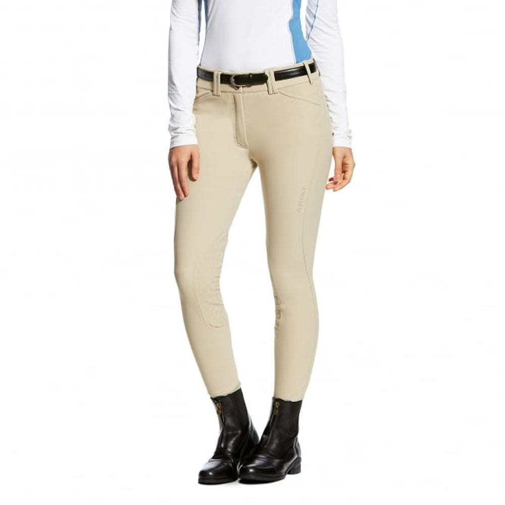 Ariat Ladies Tri Factor Grip Knee Patch Breeches in Beige#Beige