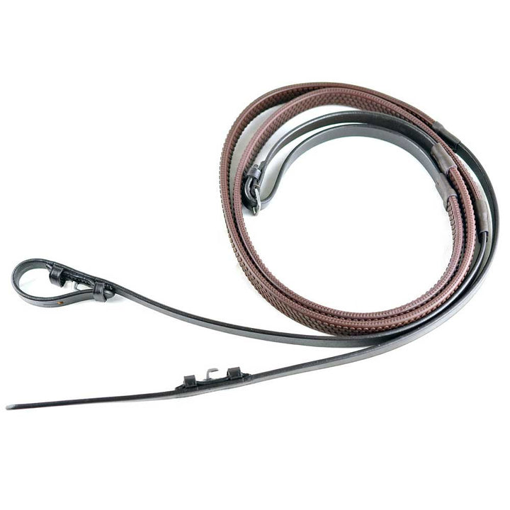 The Ascot 5/8 Inch Rubber Reins in Brown#Brown
