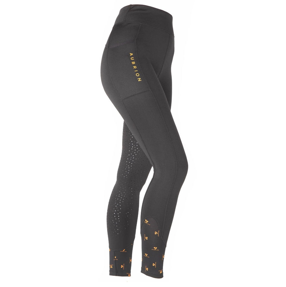 The Aubrion Ladies Porter Thermal Winter Riding Tights in Black#Black