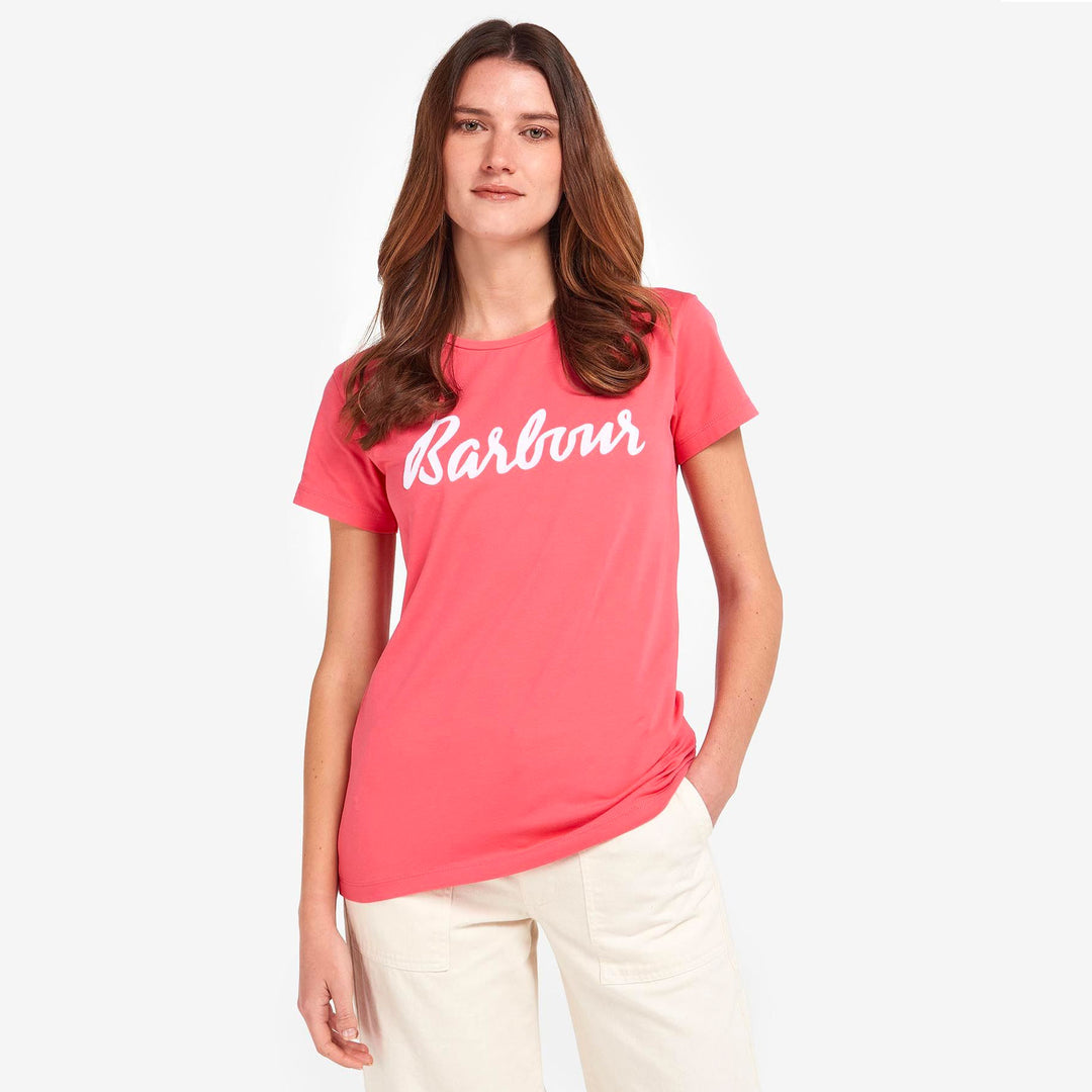 The Barbour Ladies Otterburn Tee in Dark Pink#Dark Pink