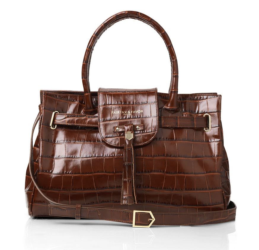 The Fairfax & Favor Ladies Windsor Conker Leather Handbag in Dark Brown#Dark Brown