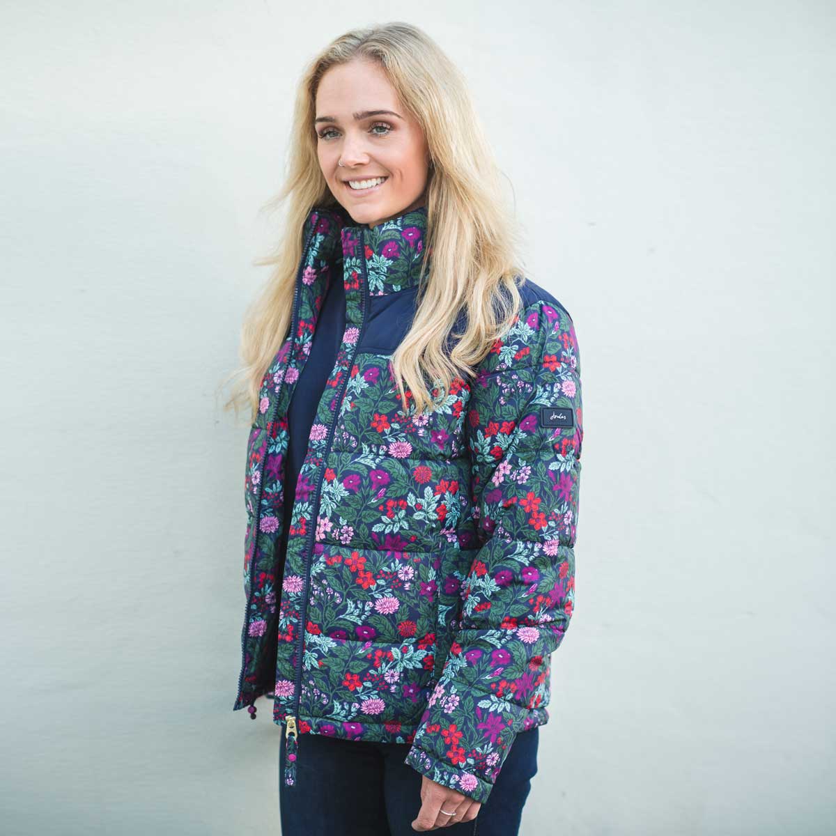 Floral puffer shop jacket women's