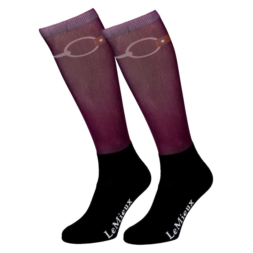 LeMieux Ladies Snaffle Print Footsie Socks in Fig#Fig