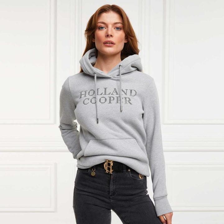 The Holland Cooper Ladies Diamante Hoodie in Grey#Grey