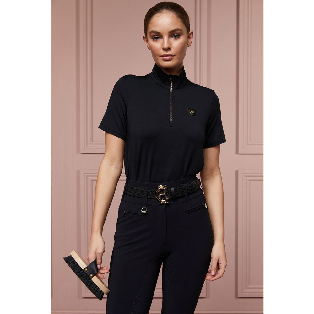 The Holland Cooper Ladies Elite Short Sleeve Baselayer in Black#Black