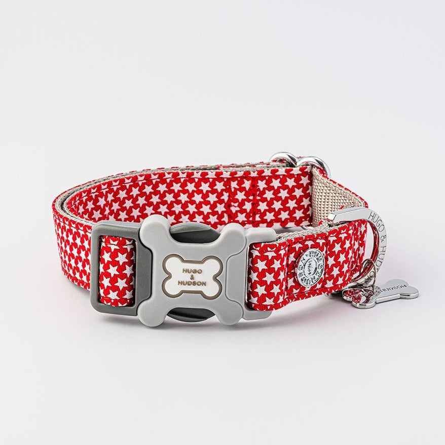 The Hugo & Hudson Printed Dog Collar in Red Print#Red Print