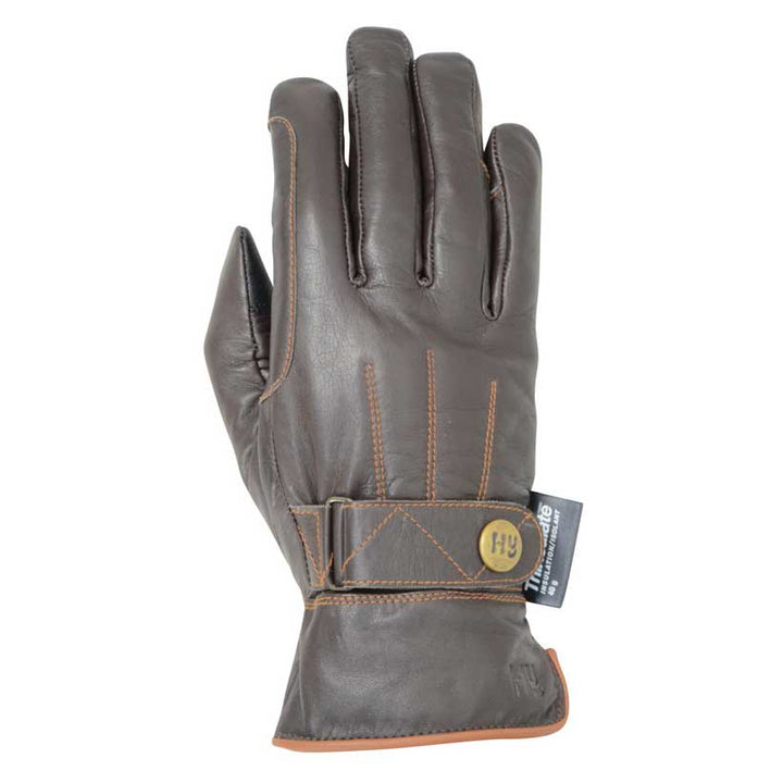 The Hy Equestrian Thinsulate Leather Winter Riding Gloves in Dark Brown#Dark Brown
