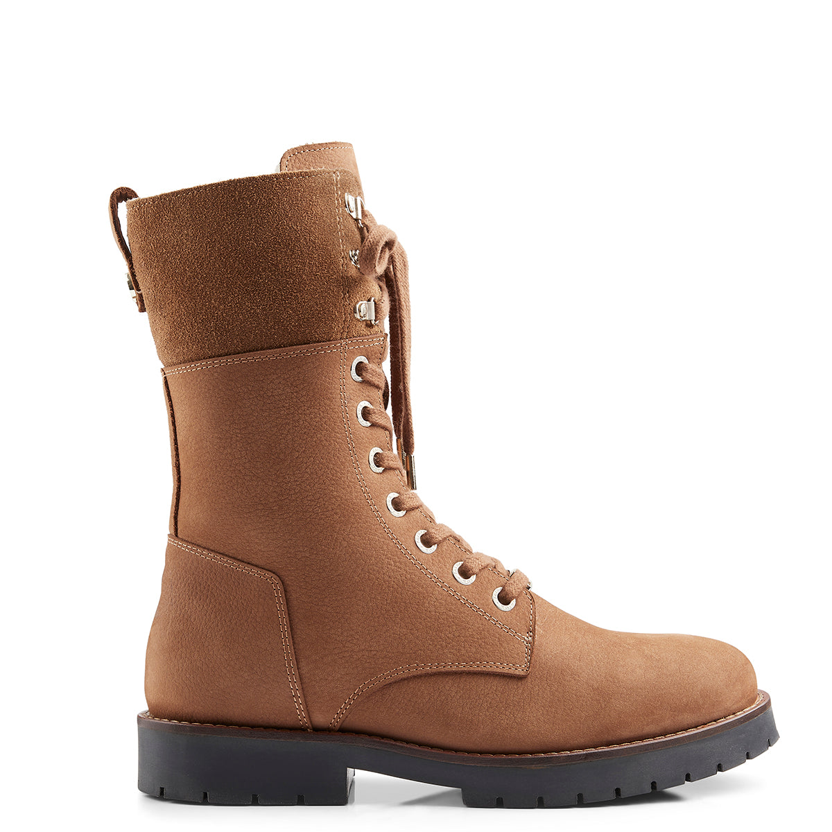 Shearling lined outlet combat boots