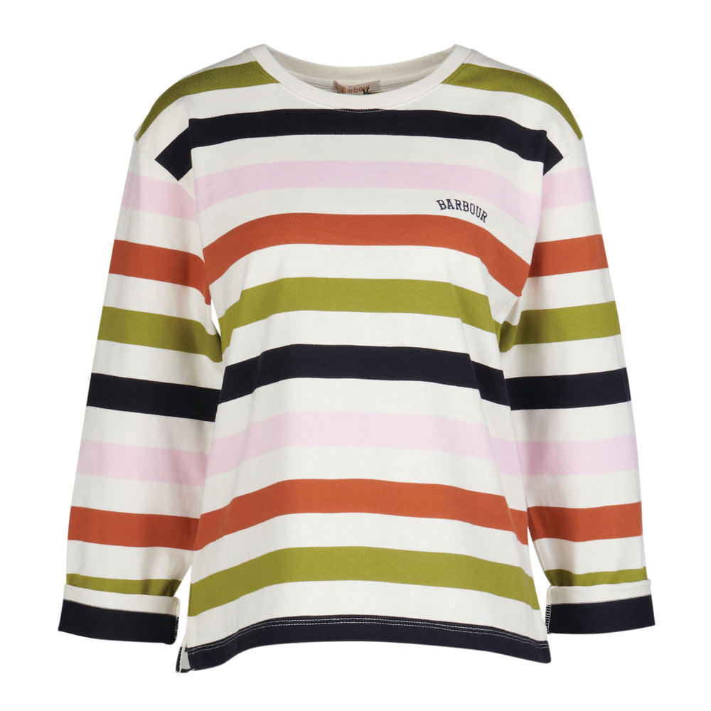 The Barbour Ladies Southport Long Sleeve Top in Navy Stripe#Navy Stripe