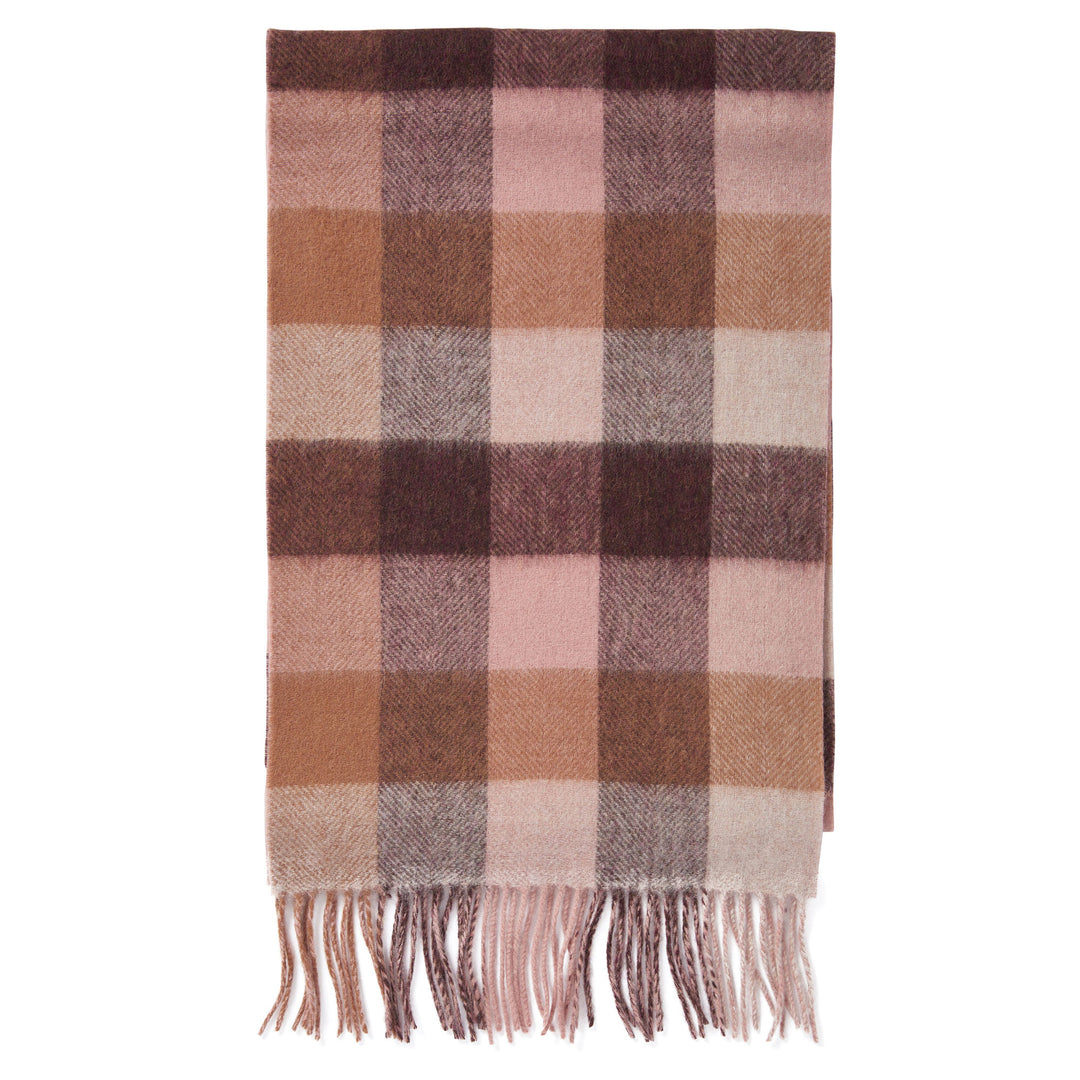 The Barbour Ladies Birch Check Scarf in Chocolate#Chocolate