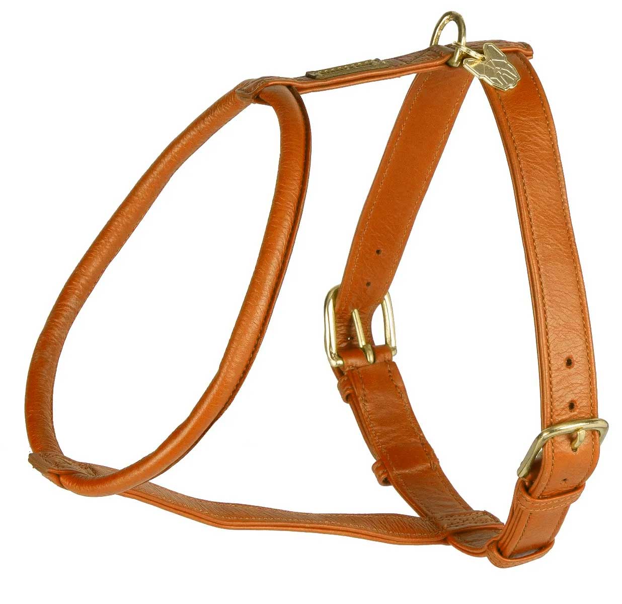 Leather sales dog harness