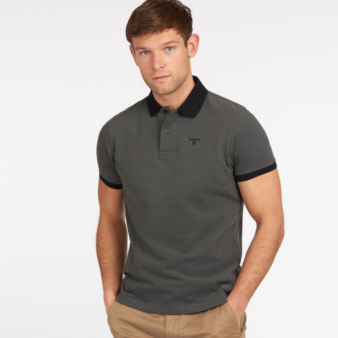 The Barbour Mens Essential Sports Polo Shirt in Black#Black