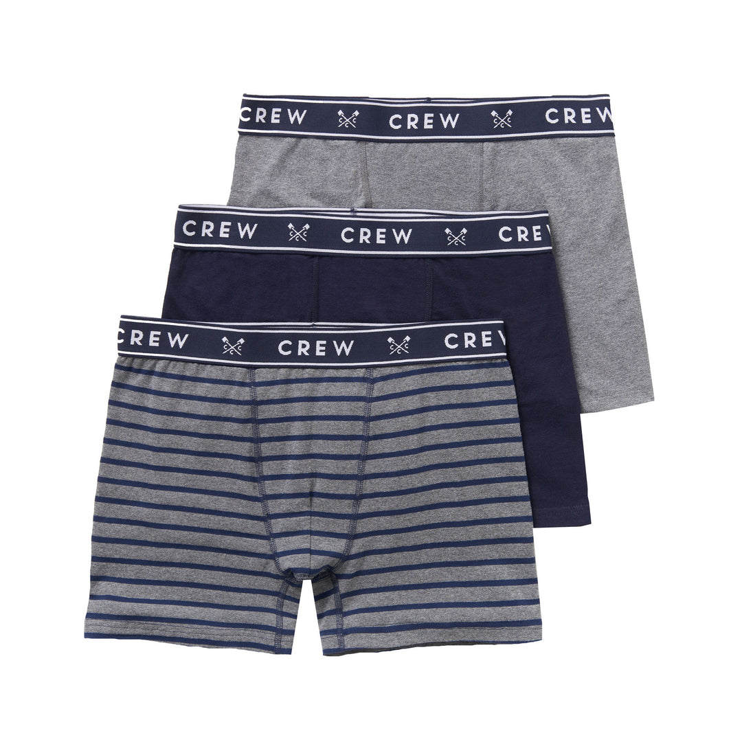 The Crew Mens Jersey Boxers 3 Pack in Grey Stripe#Grey Stripe