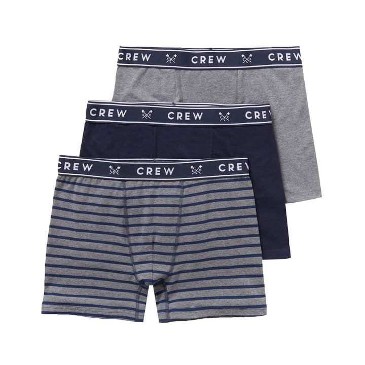 The Crew Mens Jersey Boxers 3 Pack in Grey Stripe#Grey Stripe