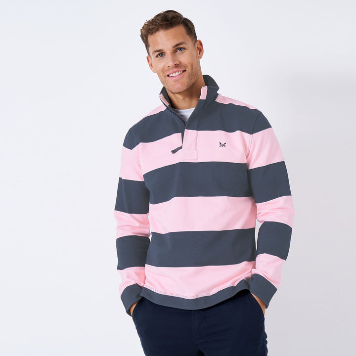 Crew Mens Padstow Pique Sweatshirt#Pink Stripe