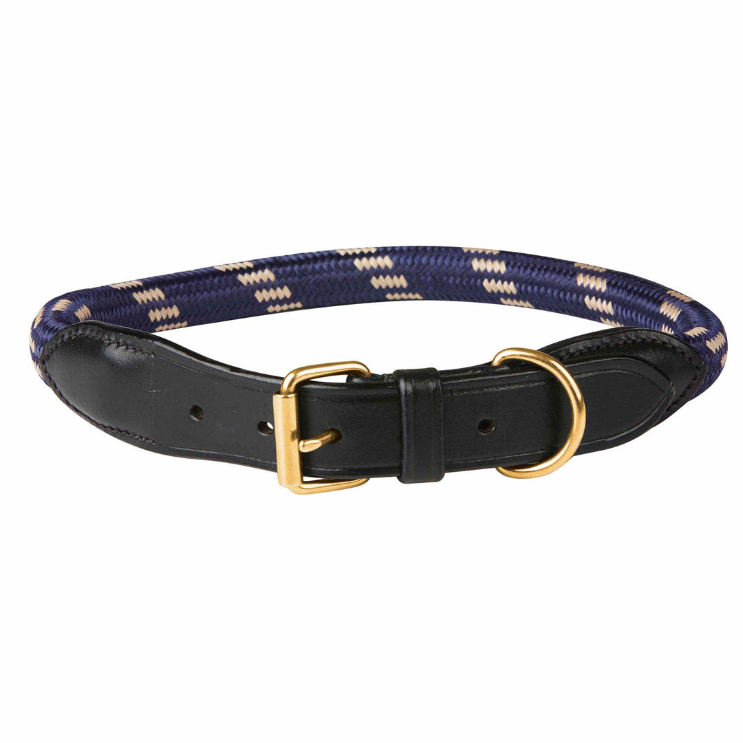 The Weatherbeeta Rope Leather Dog Collar in Navy#Navy