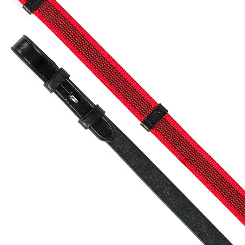 The Shires Aviemore Continental Rubber Grip Reins in Red#Red