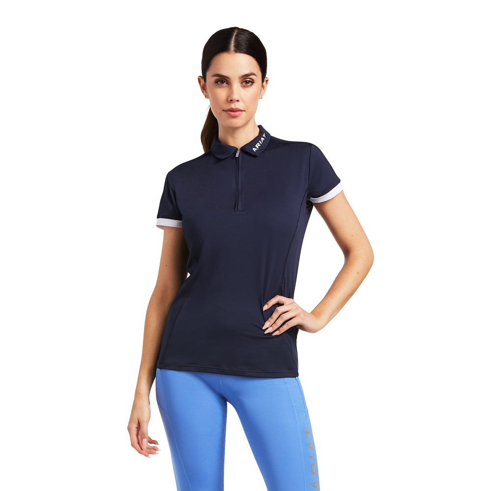 The Ariat Ladies Bandera 1/4 Zip Ss Polo in Navy#Navy