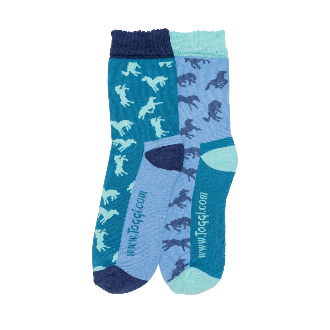The Toggi Ladies Short Horse Silhouette Socks in Blue#Blue