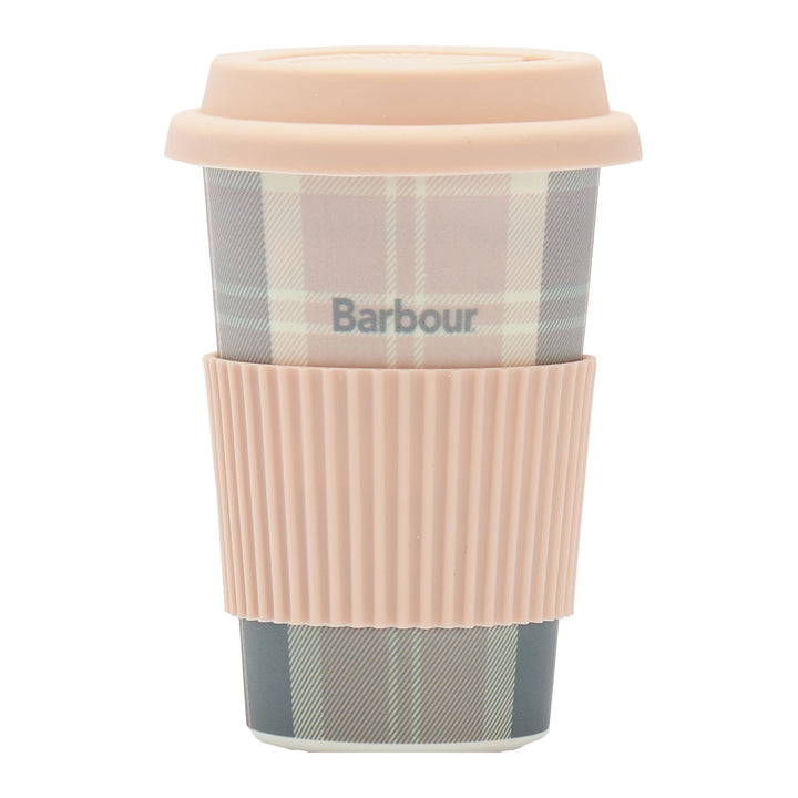 The Barbour Reusable Tartan Travel Mug in Pink#Pink