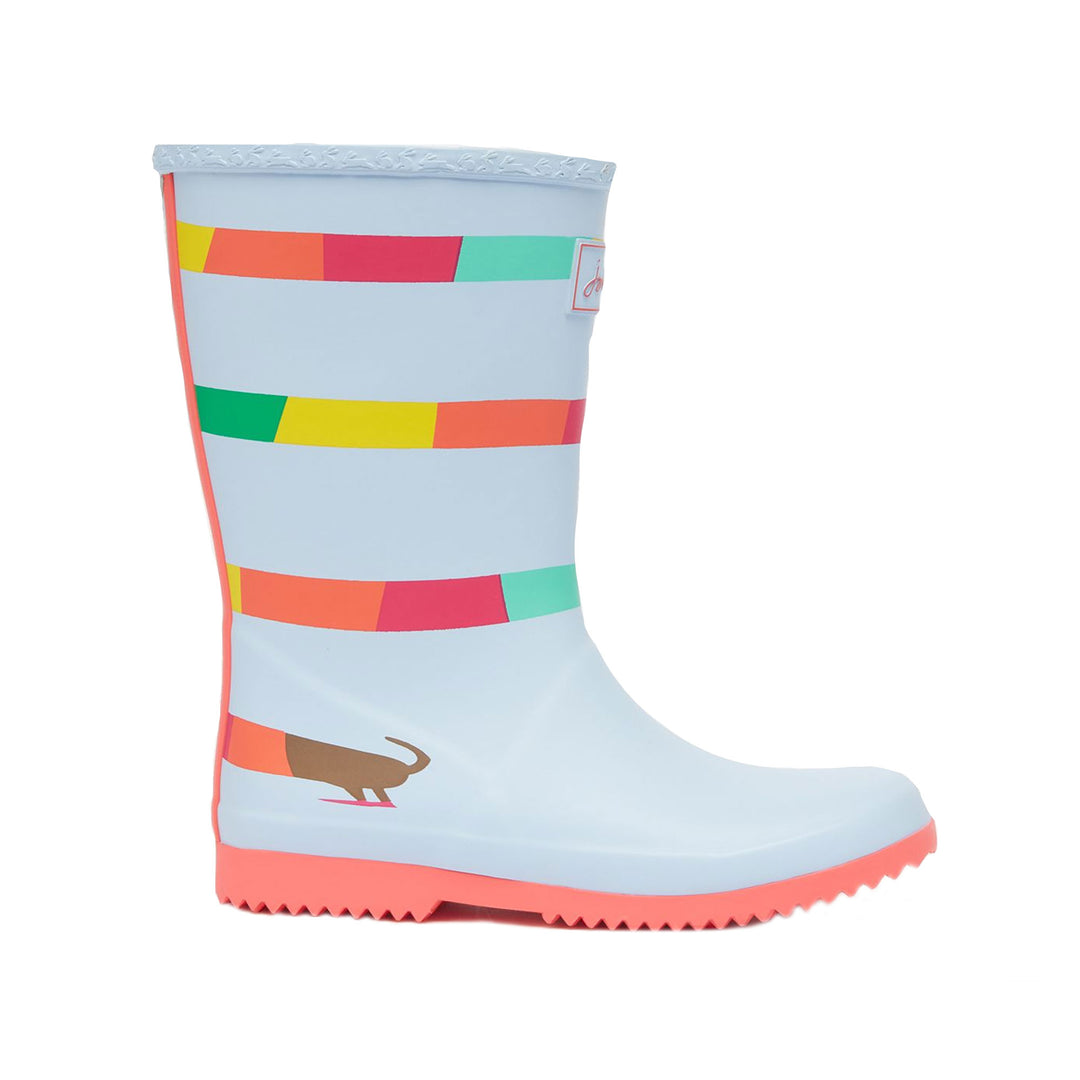 The Joules Girls Jnr Roll Up Flexible Printed Welly in Light Blue#Light Blue