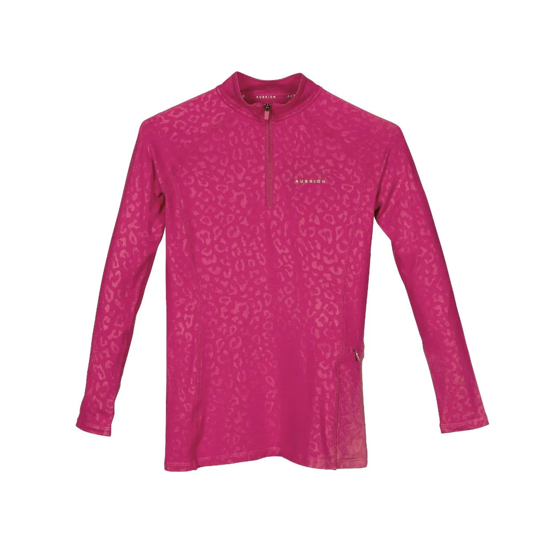 The Aubrion Young Rider Revive Long Sleeve Baselayer in Dark Pink#Dark Pink