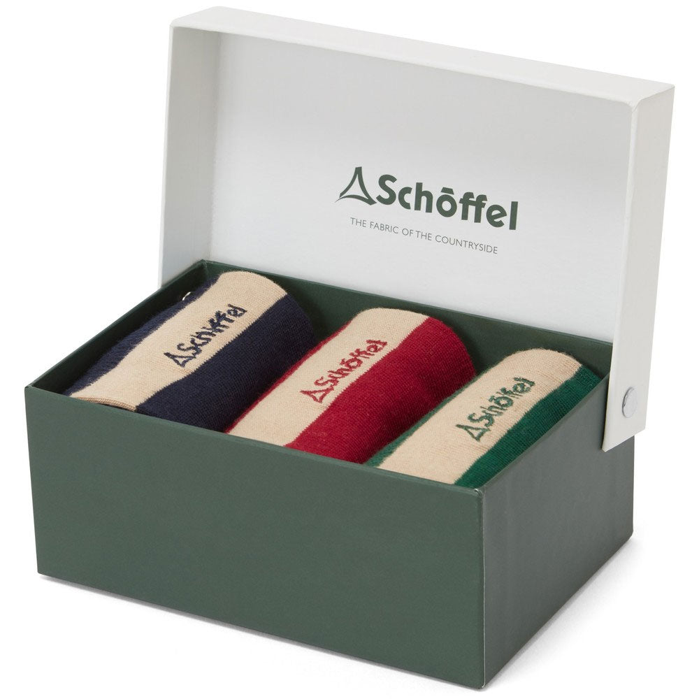 Schoffel Mens Bamboo Sock Gift Box (Box of 3) in Cream Stripe#Cream Stripe