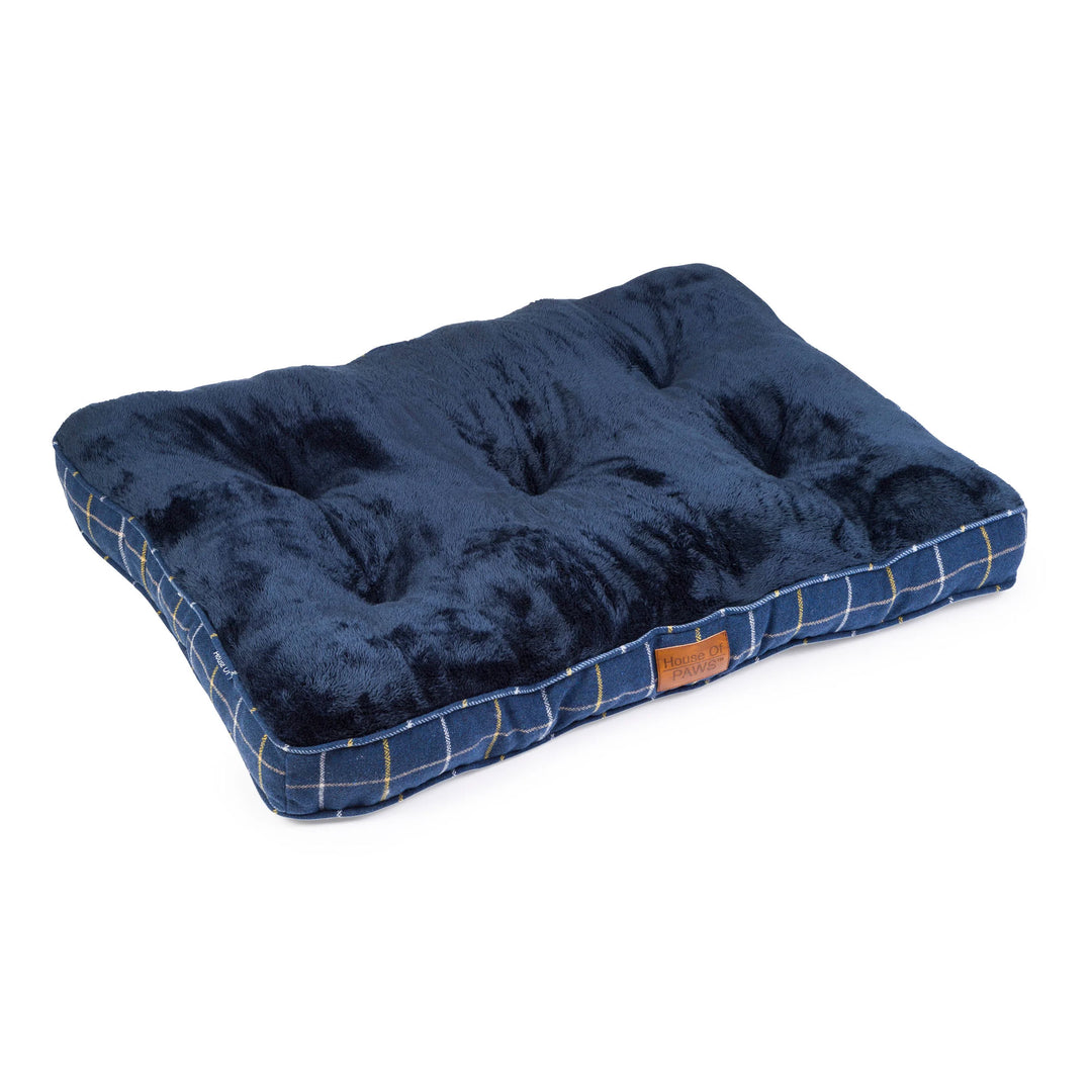The House of Paws Check Tweed Boxed Duvet in Navy#Navy