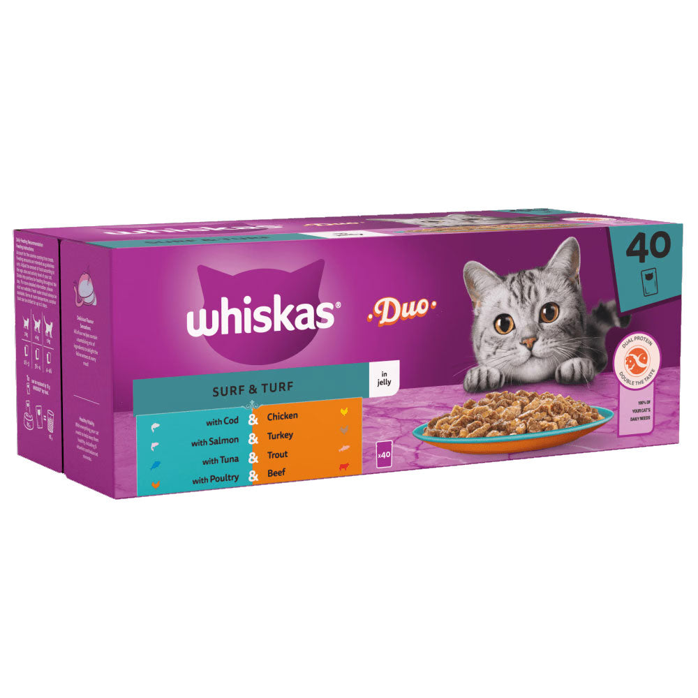 Whiskas Pouch 1+ Duo Surf & Turf In Jelly 40x85g 85g