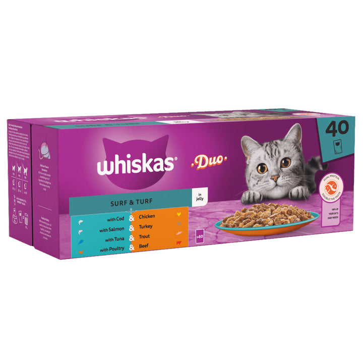 Whiskas Pouch 1+ Duo Surf & Turf In Jelly 40x85g 85g