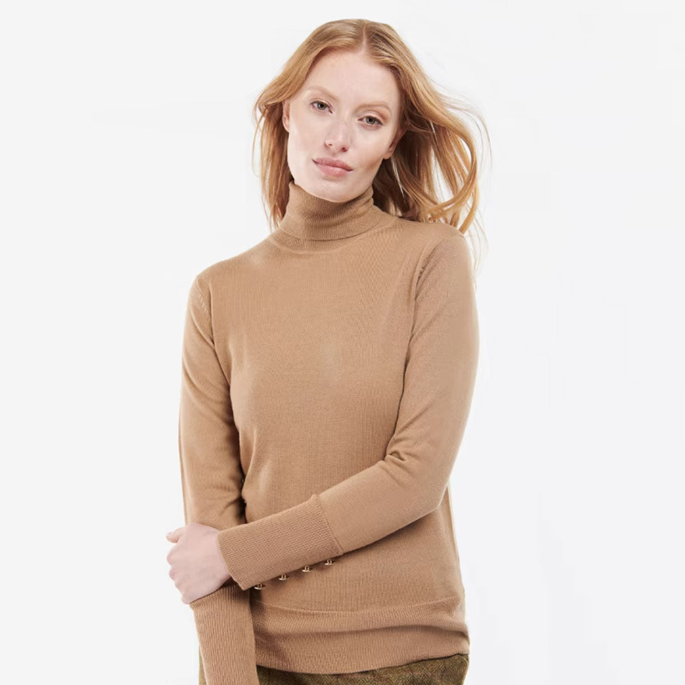 The Barbour Ladies Norwood Roll Neck Knit Sweater in Beige#Beige