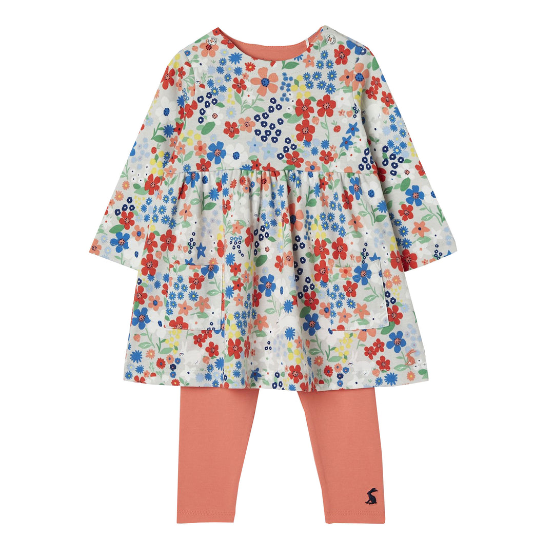 The Joules Baby Christina Dress And Legging Set in Grey Print#Grey Print