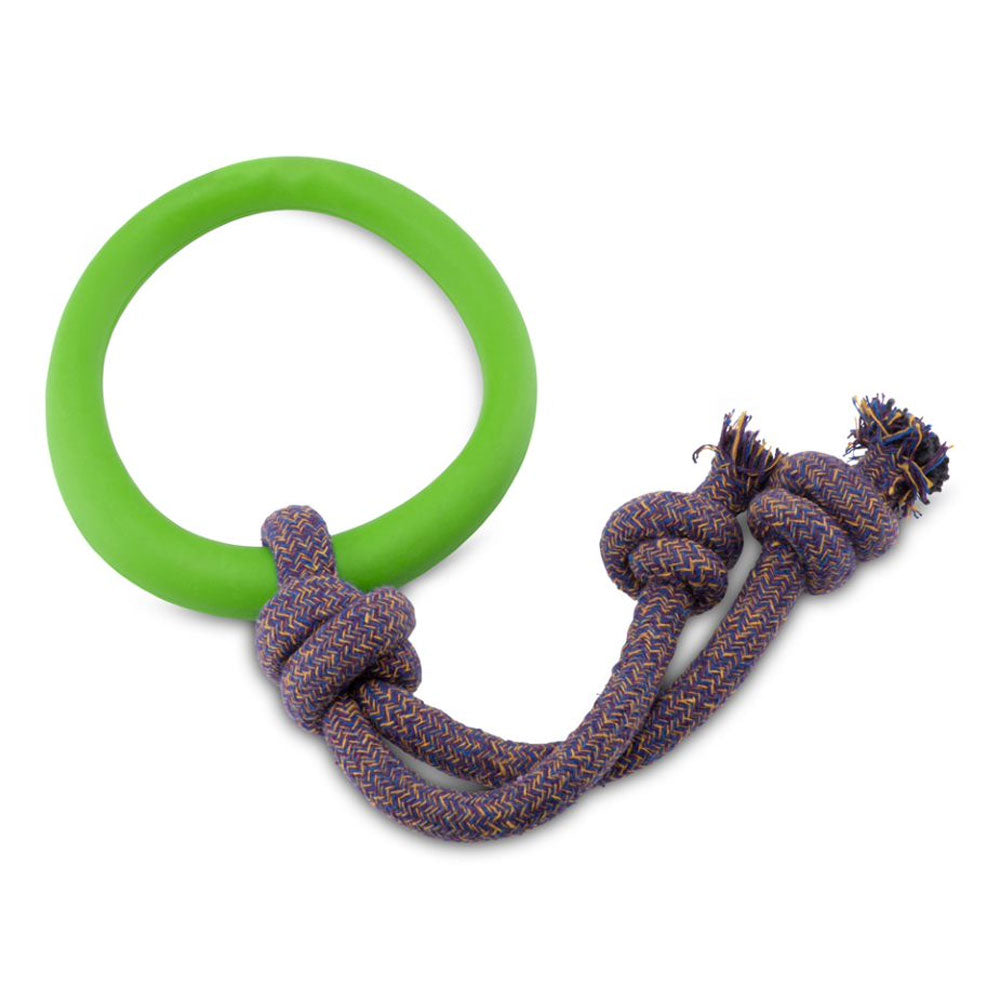 The Beco Hoop on Rope Dog Toy in Green#Green
