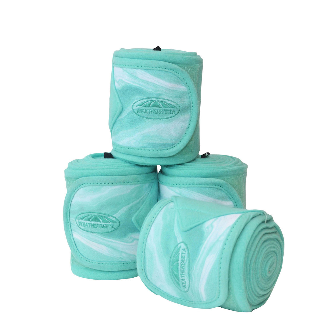 The Weatherbeeta Marble Fleece Bandage 4 Pack in Turquoise Print#Turquoise Print