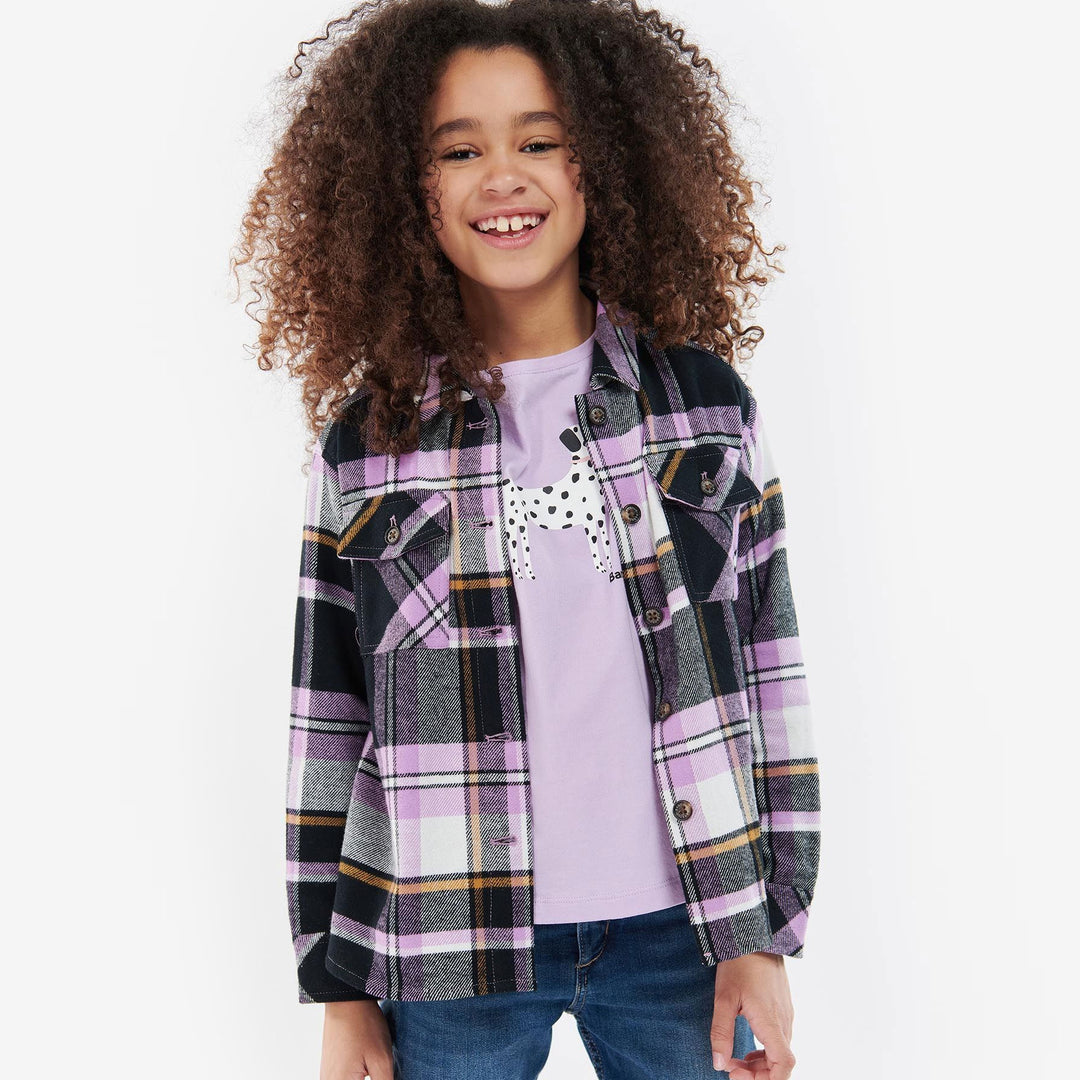 The Barbour Girls Fairbarn Overshirt in Multi-Print#Pink Check